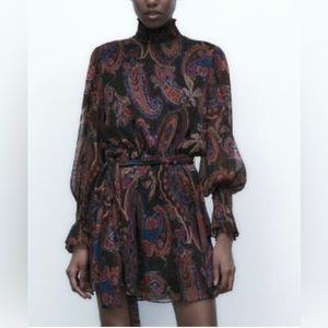 Zara Chiffon Paisley Printed Dress, size med